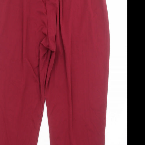 Preworn Womens Red  Polyester Trousers  Size XL L26 in Regular Button