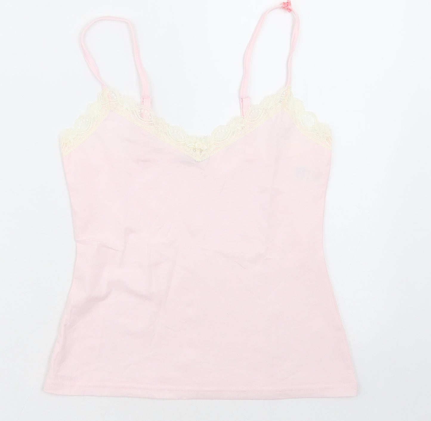 Marks and Spencer Womens Pink  Cotton Basic Tank Size 10 V-Neck
