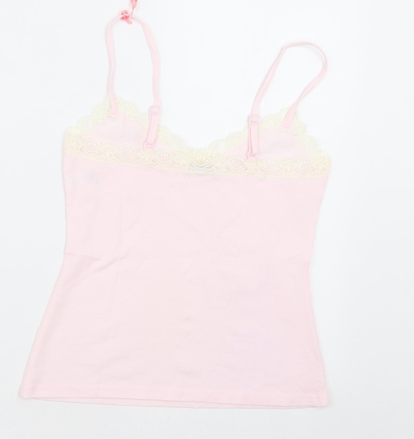 Marks and Spencer Womens Pink  Cotton Basic Tank Size 10 V-Neck