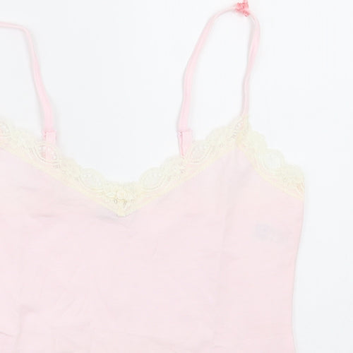 Marks and Spencer Womens Pink  Cotton Basic Tank Size 10 V-Neck