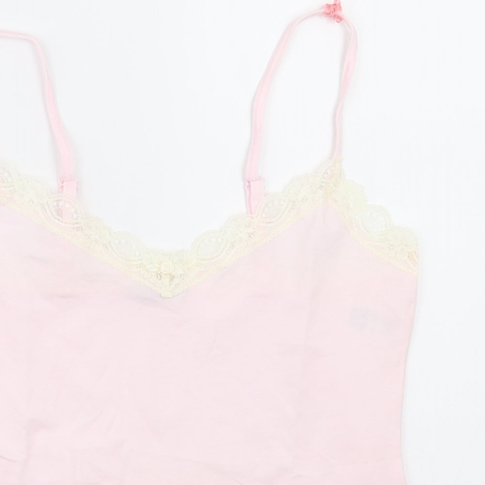 Marks and Spencer Womens Pink  Cotton Basic Tank Size 10 V-Neck
