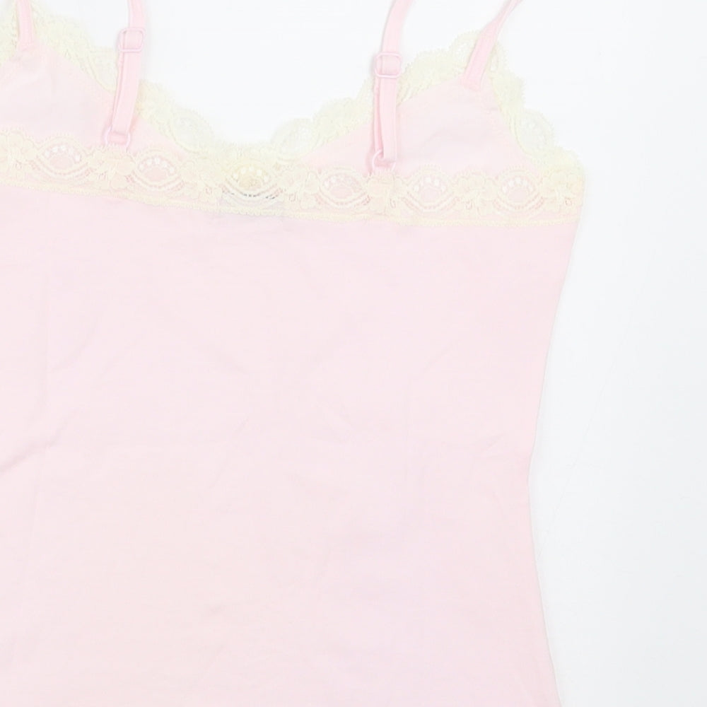 Marks and Spencer Womens Pink  Cotton Basic Tank Size 10 V-Neck
