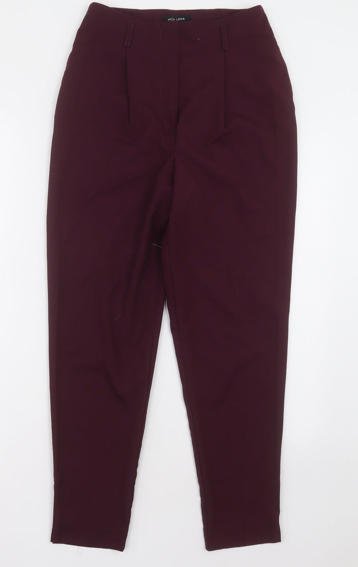 New Look Womens Purple Polyester Trousers Size 6 L27 in Regular Hook & Eye