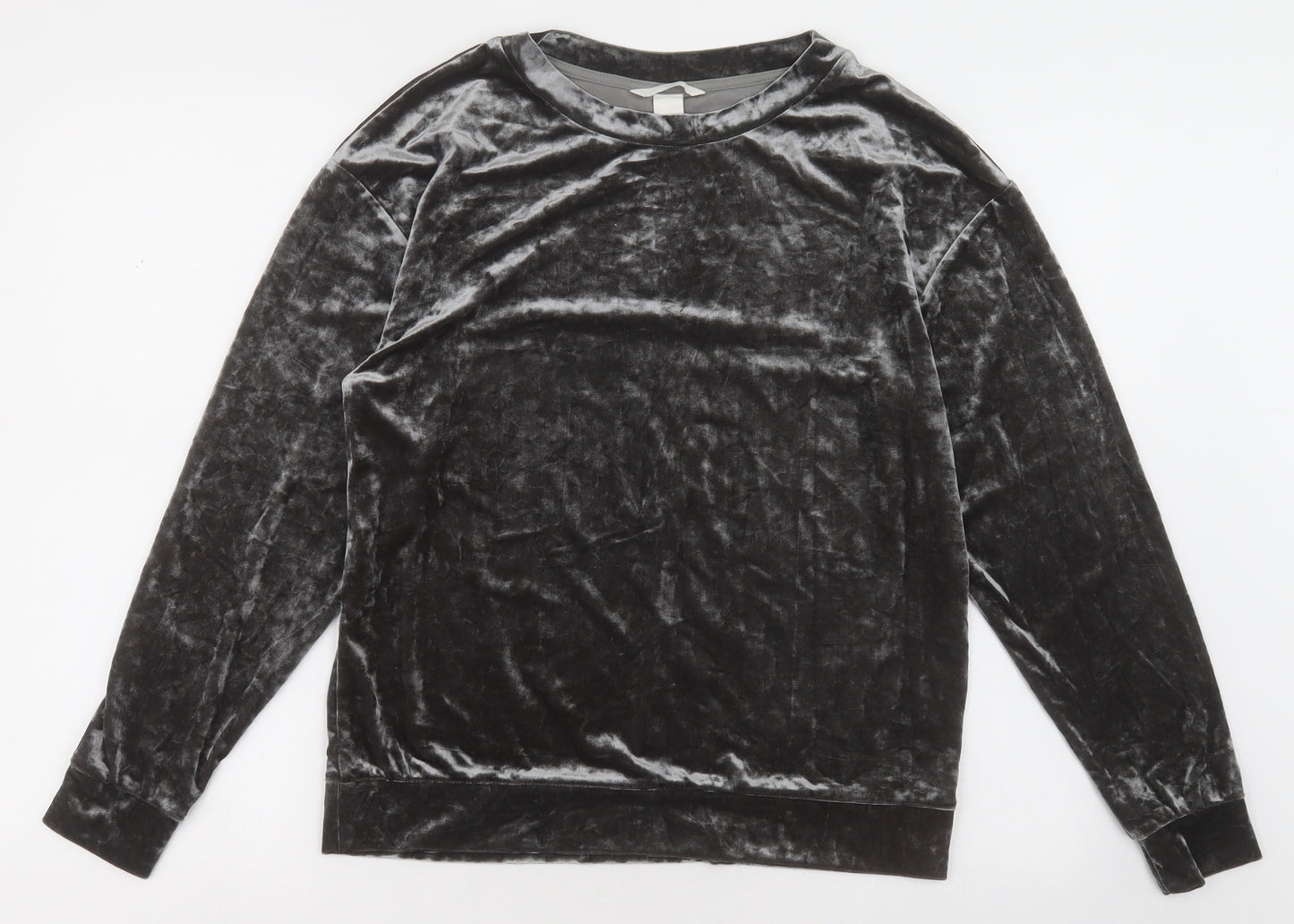 H&M Womens Grey Crew Neck  Polyester Pullover Jumper Size S