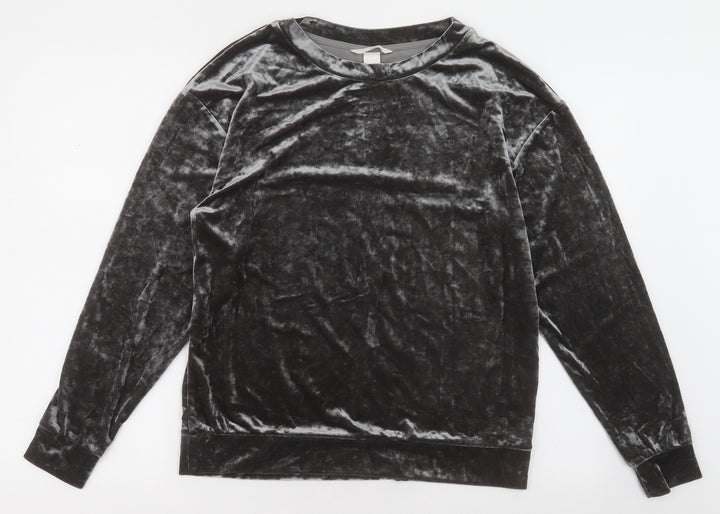 H&M Womens Grey Crew Neck  Polyester Pullover Jumper Size S