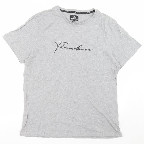 Threadbare Mens Grey  Cotton  T-Shirt Size L Crew Neck