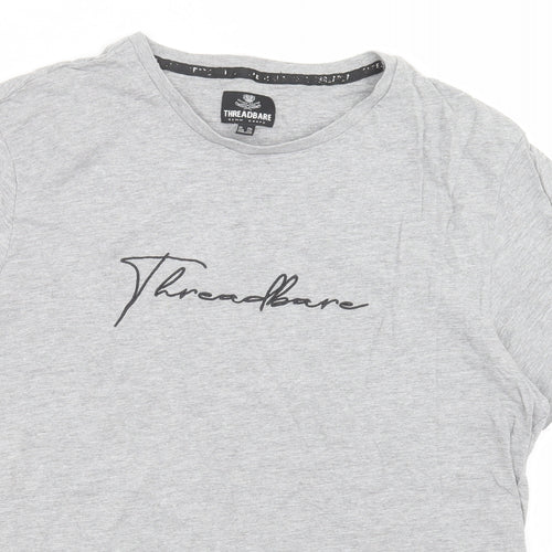 Threadbare Mens Grey  Cotton  T-Shirt Size L Crew Neck