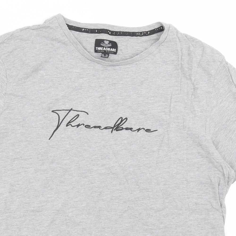 Threadbare Mens Grey  Cotton  T-Shirt Size L Crew Neck