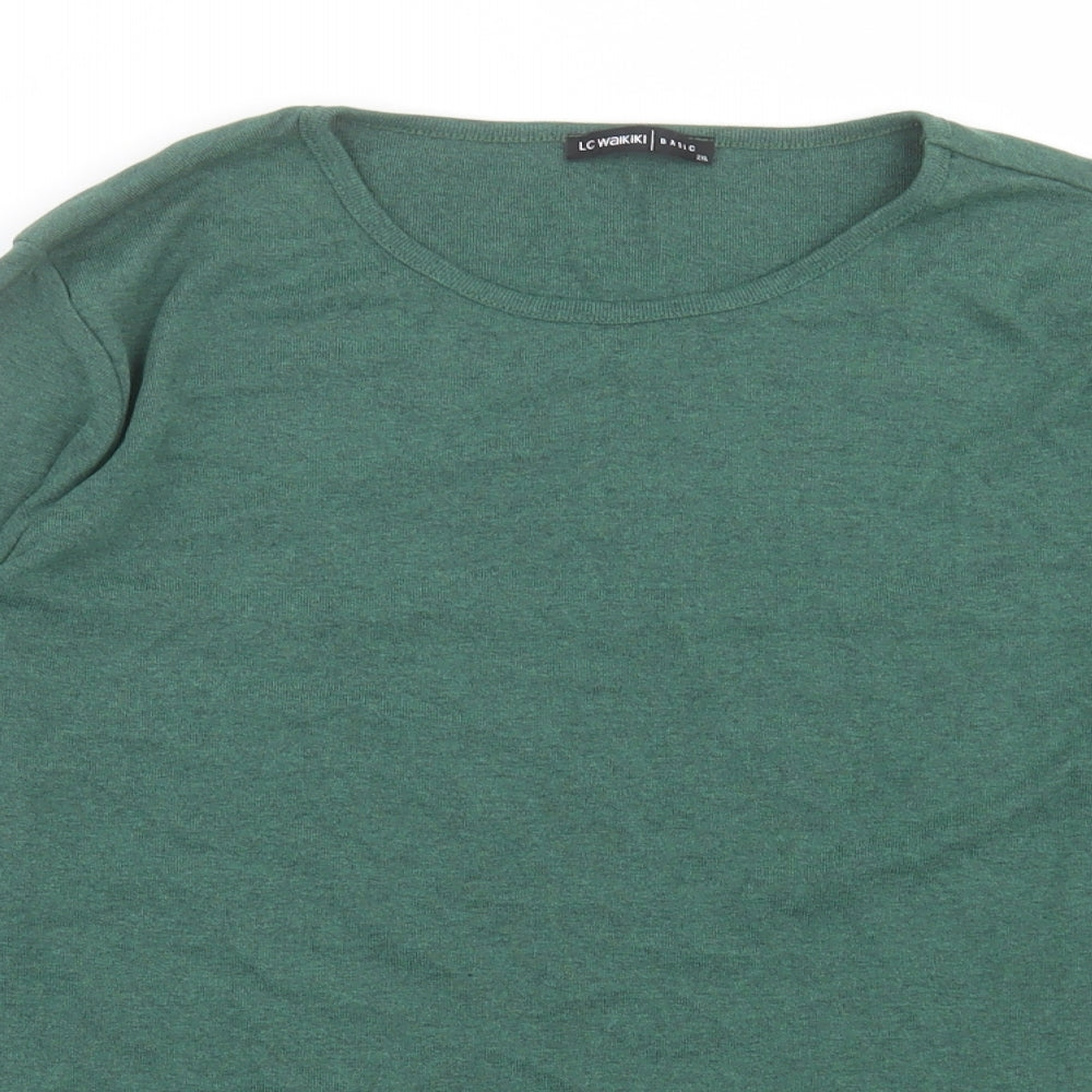 LC Walkiki Mens Green  Polyester  T-Shirt Size 2XL Crew Neck