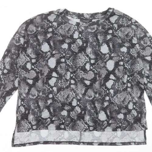 Primark Womens Grey Crew Neck Animal Print Polyester Pullover Jumper Size M
