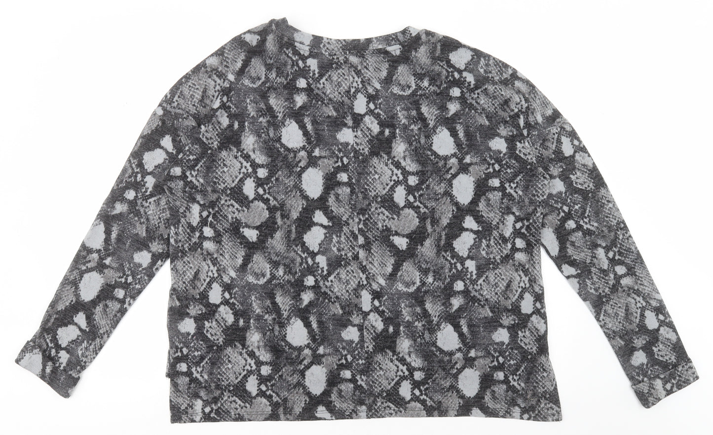 Primark Womens Grey Crew Neck Animal Print Polyester Pullover Jumper Size M