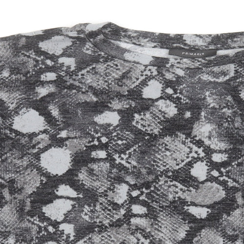 Primark Womens Grey Crew Neck Animal Print Polyester Pullover Jumper Size M