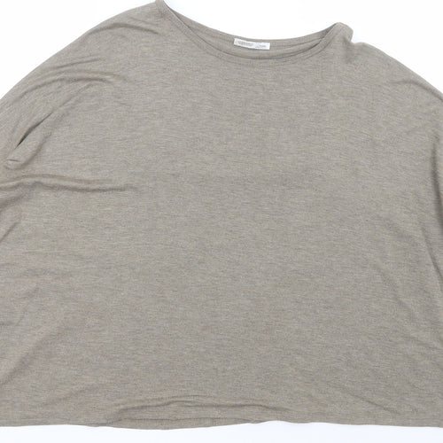 Zara Womens Green  Polyester Basic T-Shirt Size S Crew Neck