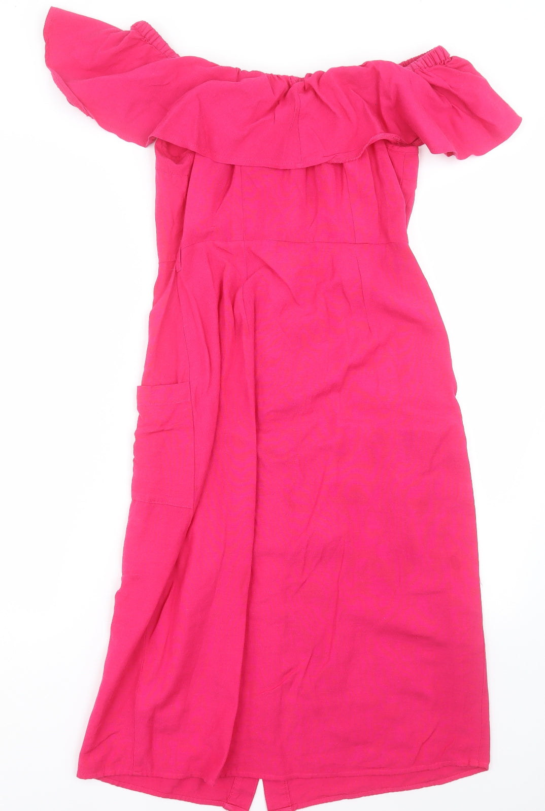 Papaya Womens Pink  Cotton A-Line  Size 8  Off the Shoulder Button