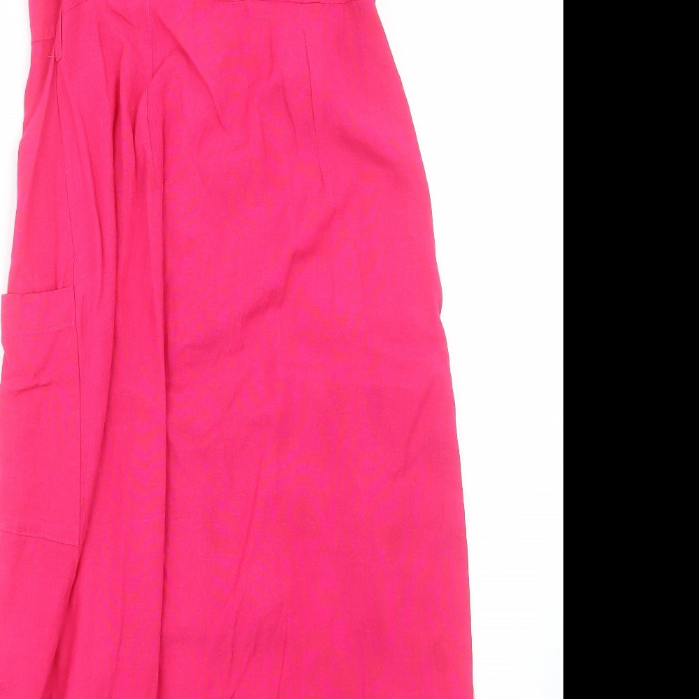 Papaya Womens Pink  Cotton A-Line  Size 8  Off the Shoulder Button