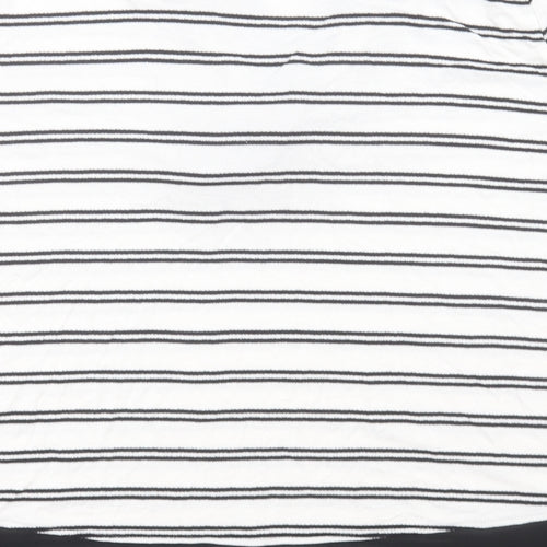 Marks and Spencer Womens White Striped Viscose Basic T-Shirt Size 14 V-Neck