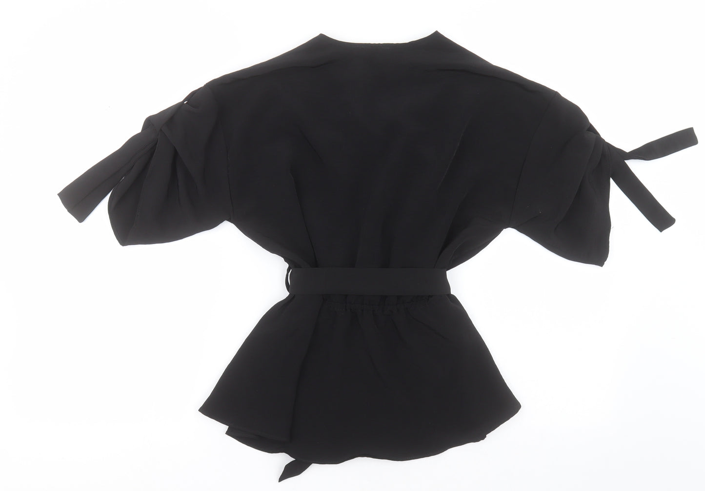 River Island Womens Black  Polyester Wrap Blouse Size 8 V-Neck