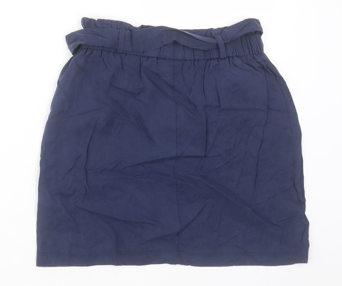 Topshop Womens Blue  Lyocell A-Line Skirt Size 8   Tie
