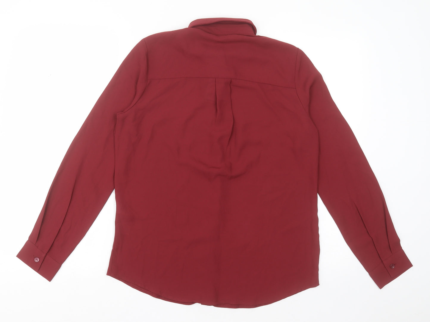 New Look Womens Red  Polyester Basic Button-Up Size 8 Collared