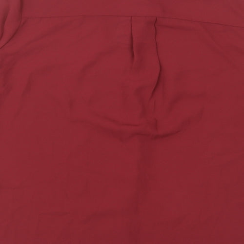 New Look Womens Red  Polyester Basic Button-Up Size 8 Collared