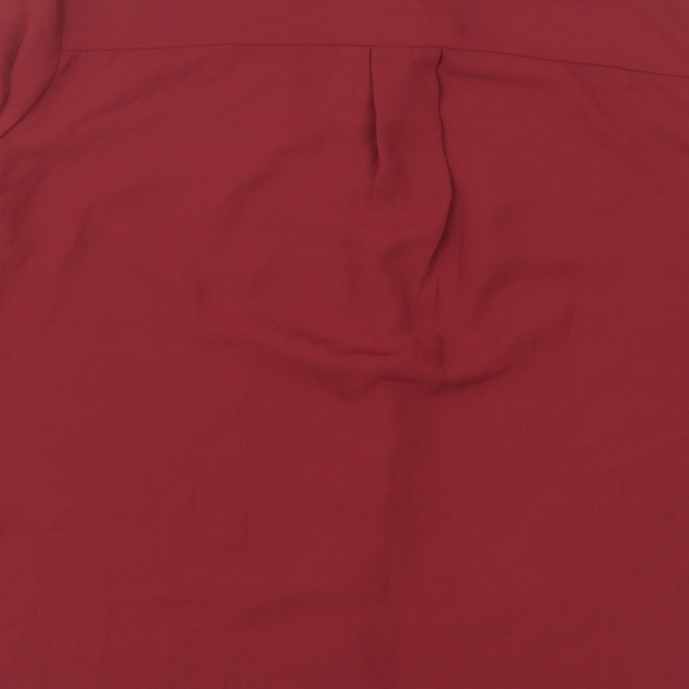 New Look Womens Red  Polyester Basic Button-Up Size 8 Collared