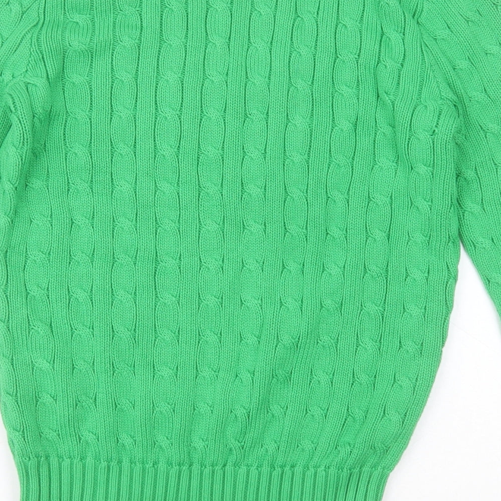 Ralph Lauren Womens Green V-Neck  Cotton Pullover Jumper Size M