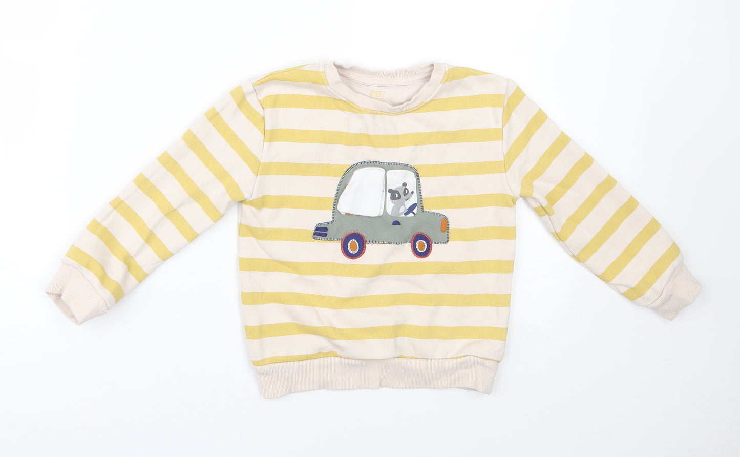F&F Boys Yellow Striped Cotton Pullover Sweatshirt Size 2-3 Years  Pullover