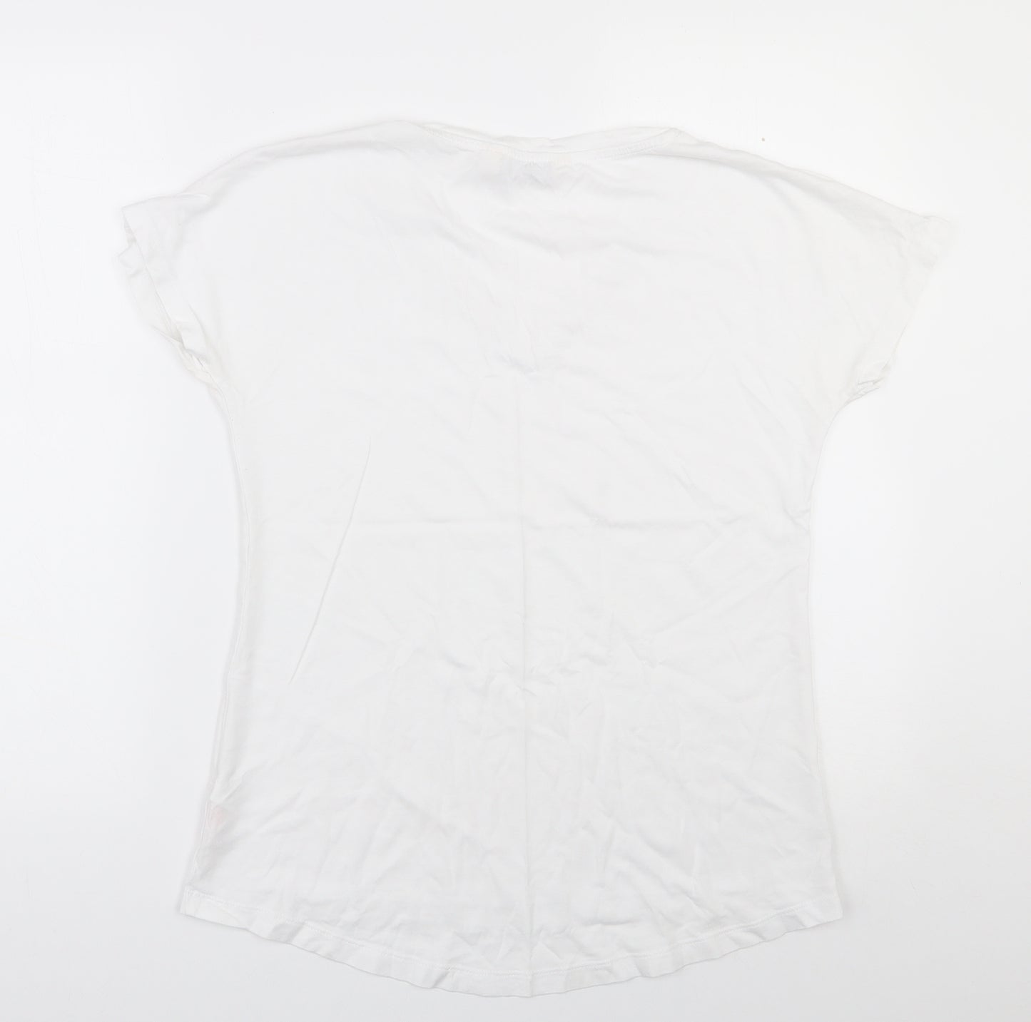 F&F Womens White  Modal Basic T-Shirt Size 12 V-Neck