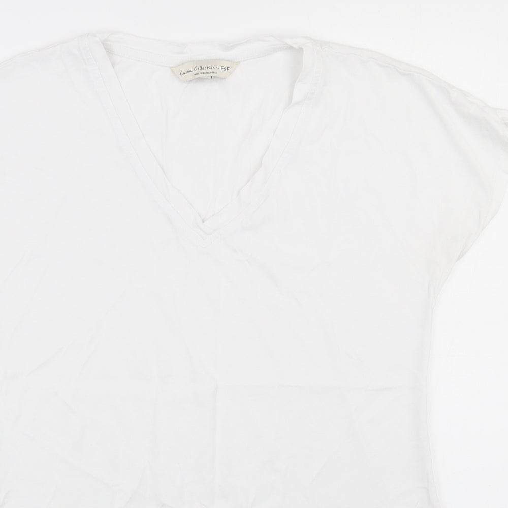 F&F Womens White  Modal Basic T-Shirt Size 12 V-Neck