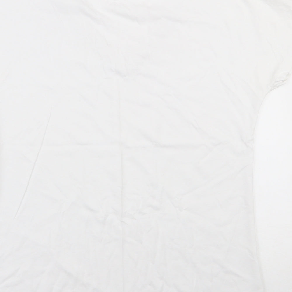F&F Womens White  Modal Basic T-Shirt Size 12 V-Neck
