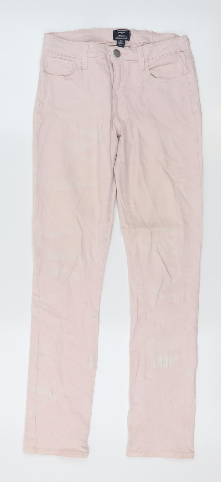Gap Kids Girls Pink Tie Dye Cotton Skinny Jeans Size 13 Years Regular Zip