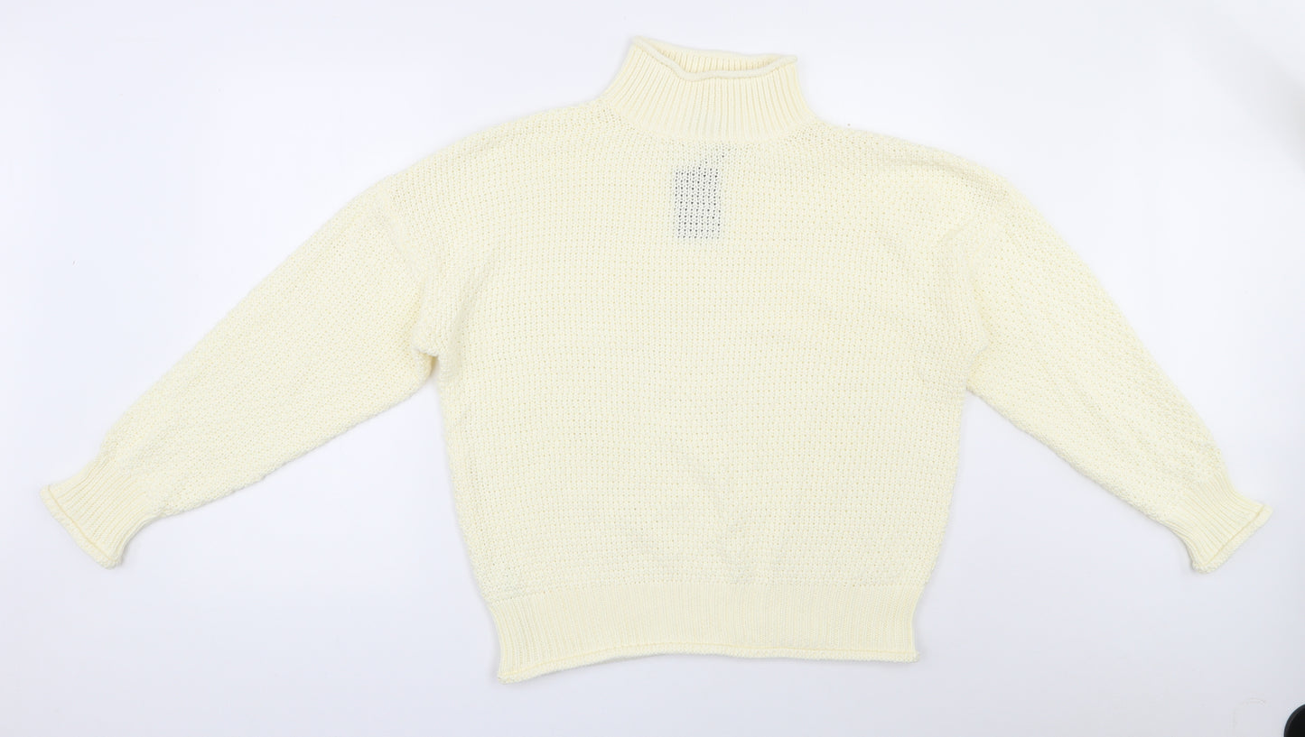 Grooree Womens Ivory High Neck  100% Cotton Pullover Jumper Size XL