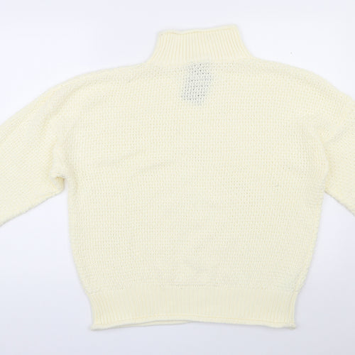 Grooree Womens Ivory High Neck  100% Cotton Pullover Jumper Size XL