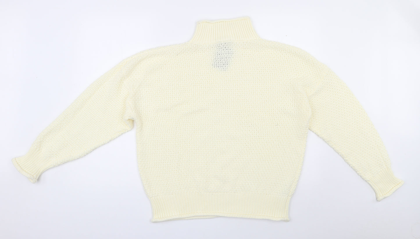 Grooree Womens Ivory High Neck  100% Cotton Pullover Jumper Size XL