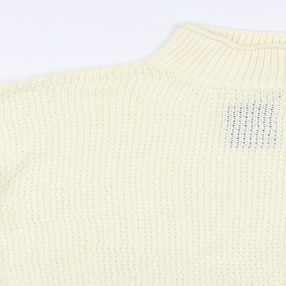 Grooree Womens Ivory High Neck  100% Cotton Pullover Jumper Size XL