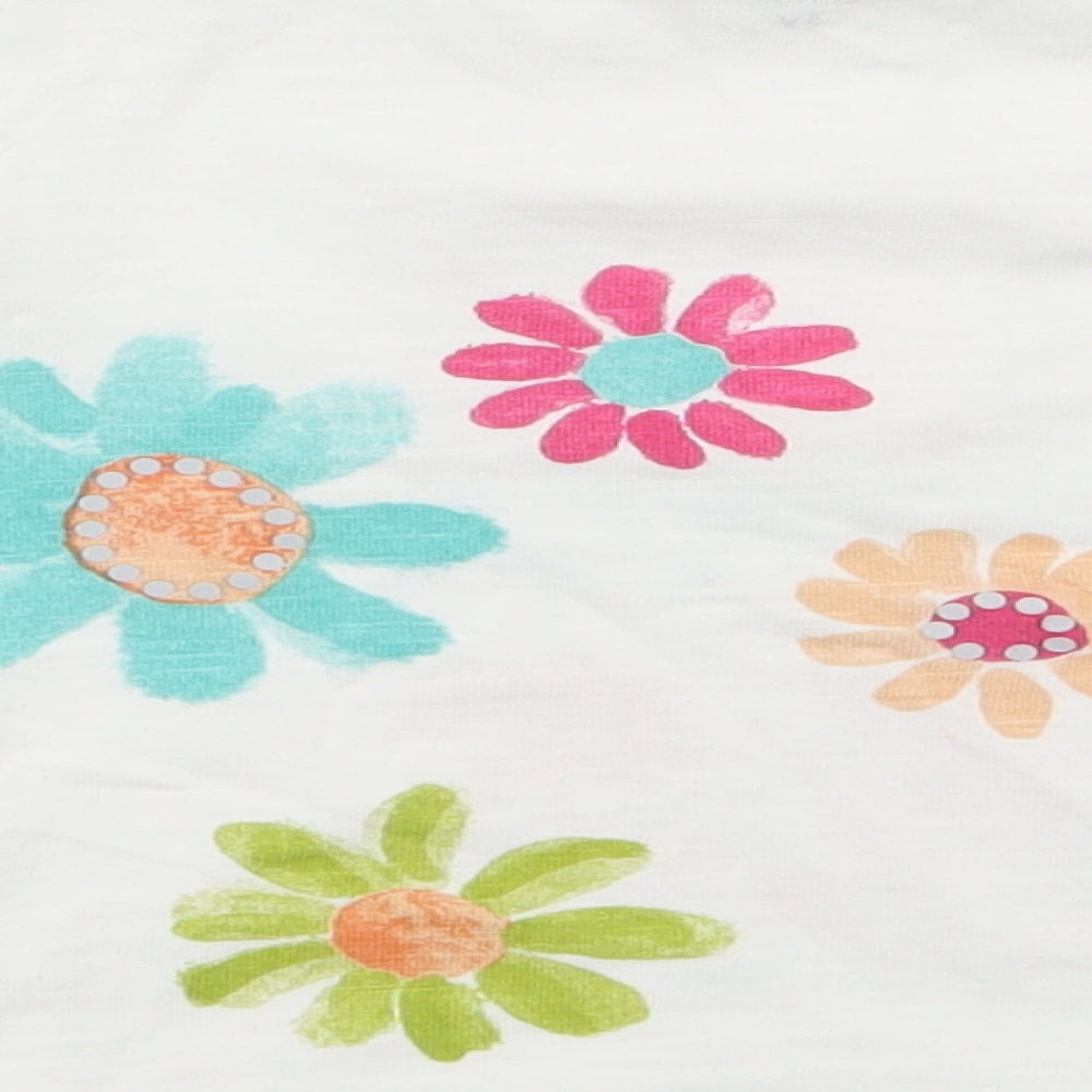 Boboli Girls White Floral 100% Cotton Basic Casual Size 3 Years Round Neck Pullover - Organic Cotton