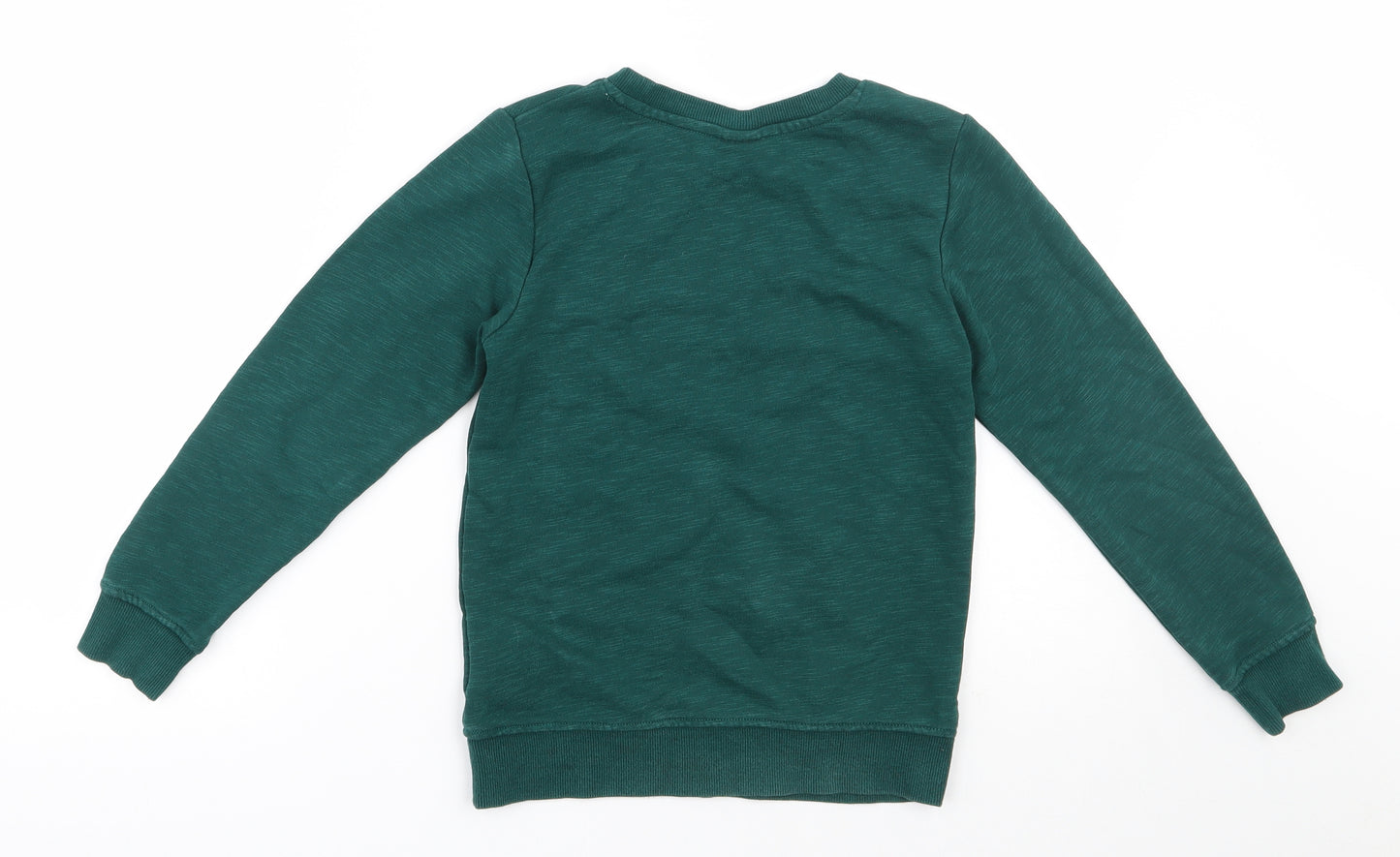 H&M Boys Green  Cotton Pullover Sweatshirt Size 7-8 Years  Pullover