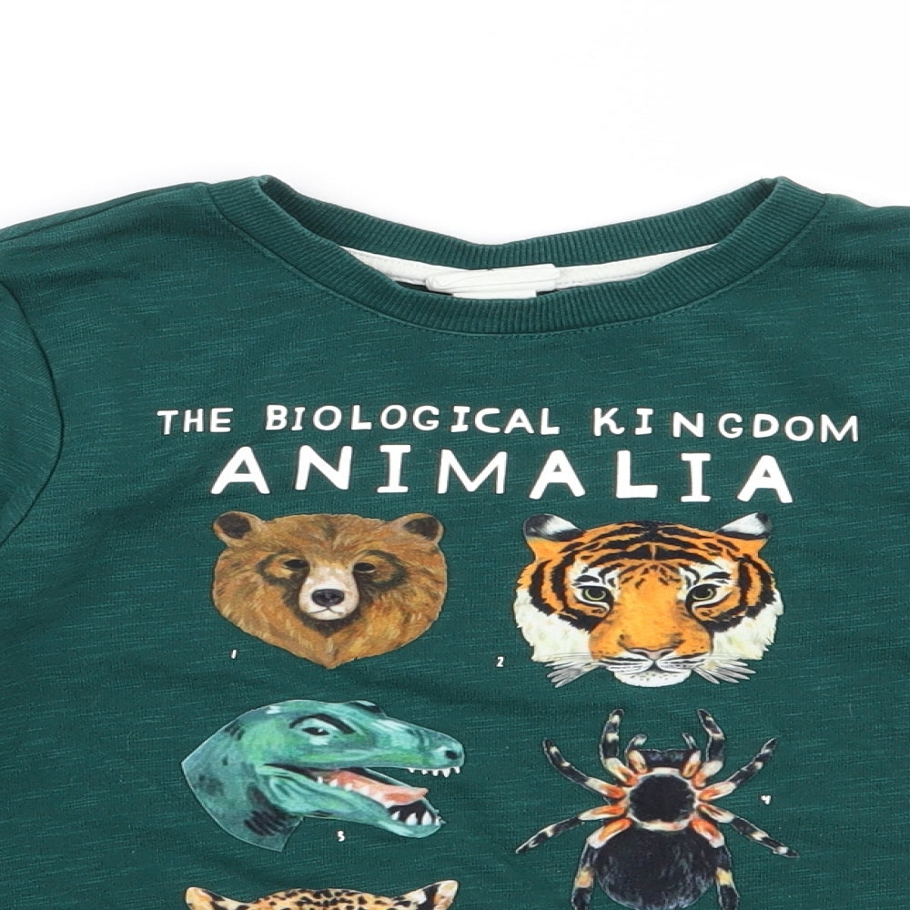 H&M Boys Green  Cotton Pullover Sweatshirt Size 7-8 Years  Pullover
