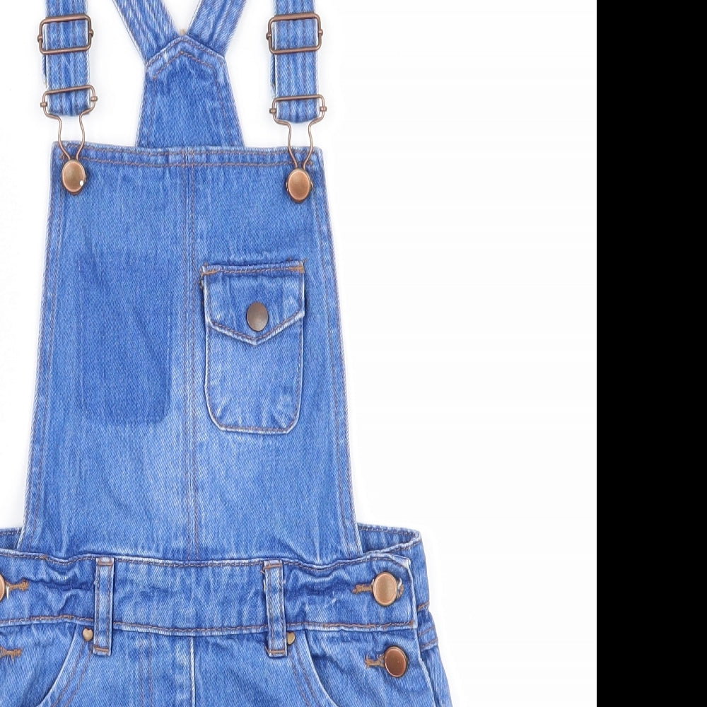 George Girls Blue  100% Cotton Pinafore/Dungaree Dress  Size 9-10 Years  Square Neck Pullover