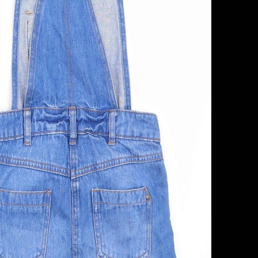 George Girls Blue  100% Cotton Pinafore/Dungaree Dress  Size 9-10 Years  Square Neck Pullover