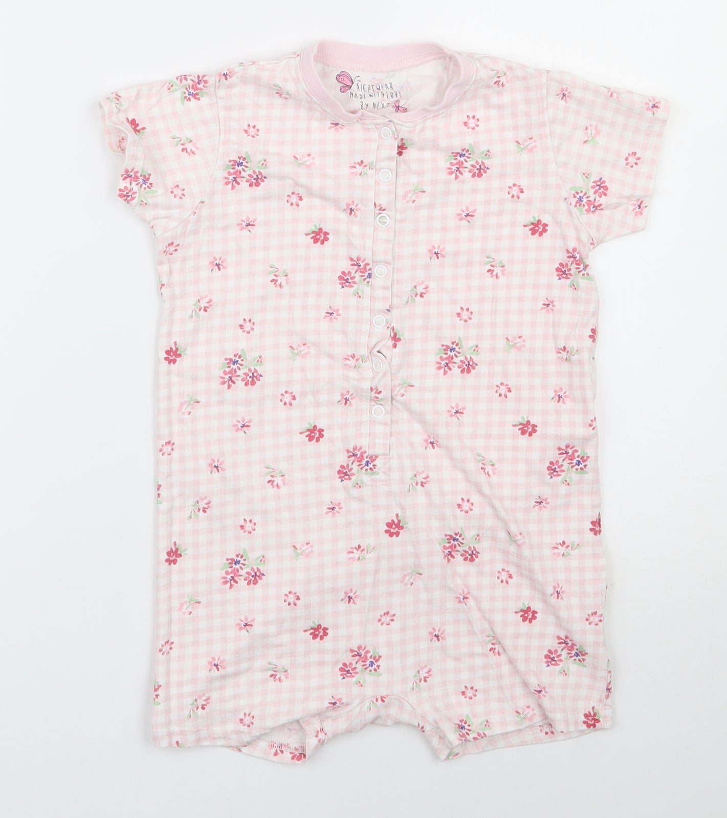 NEXT Girls Pink Floral 100% Cotton  Bodysuit Size 3-4 Years  Snap