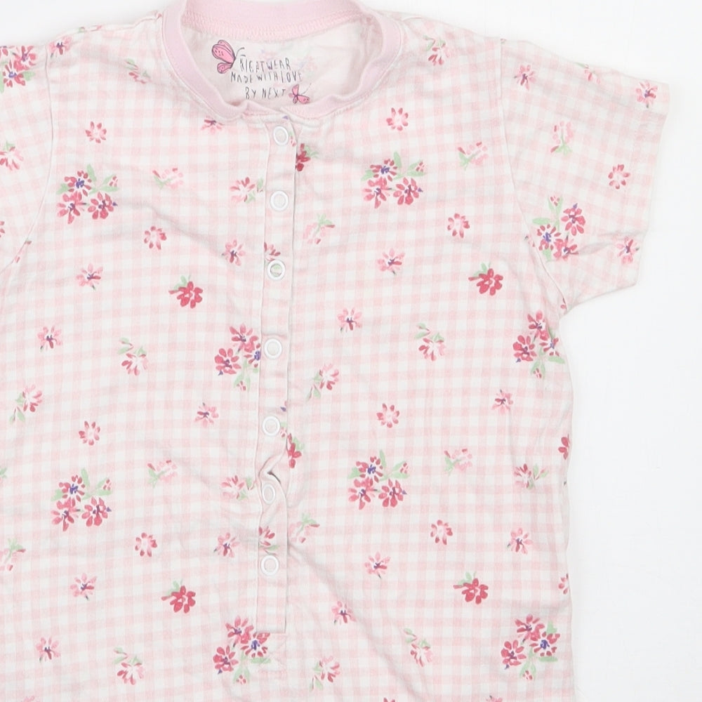 NEXT Girls Pink Floral 100% Cotton  Bodysuit Size 3-4 Years  Snap