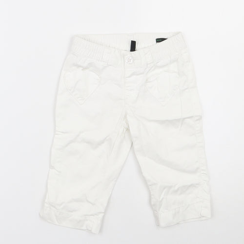 Benetton Class  Girls White  100% Cotton Chino Trousers Size 3-4 Years  Regular Button