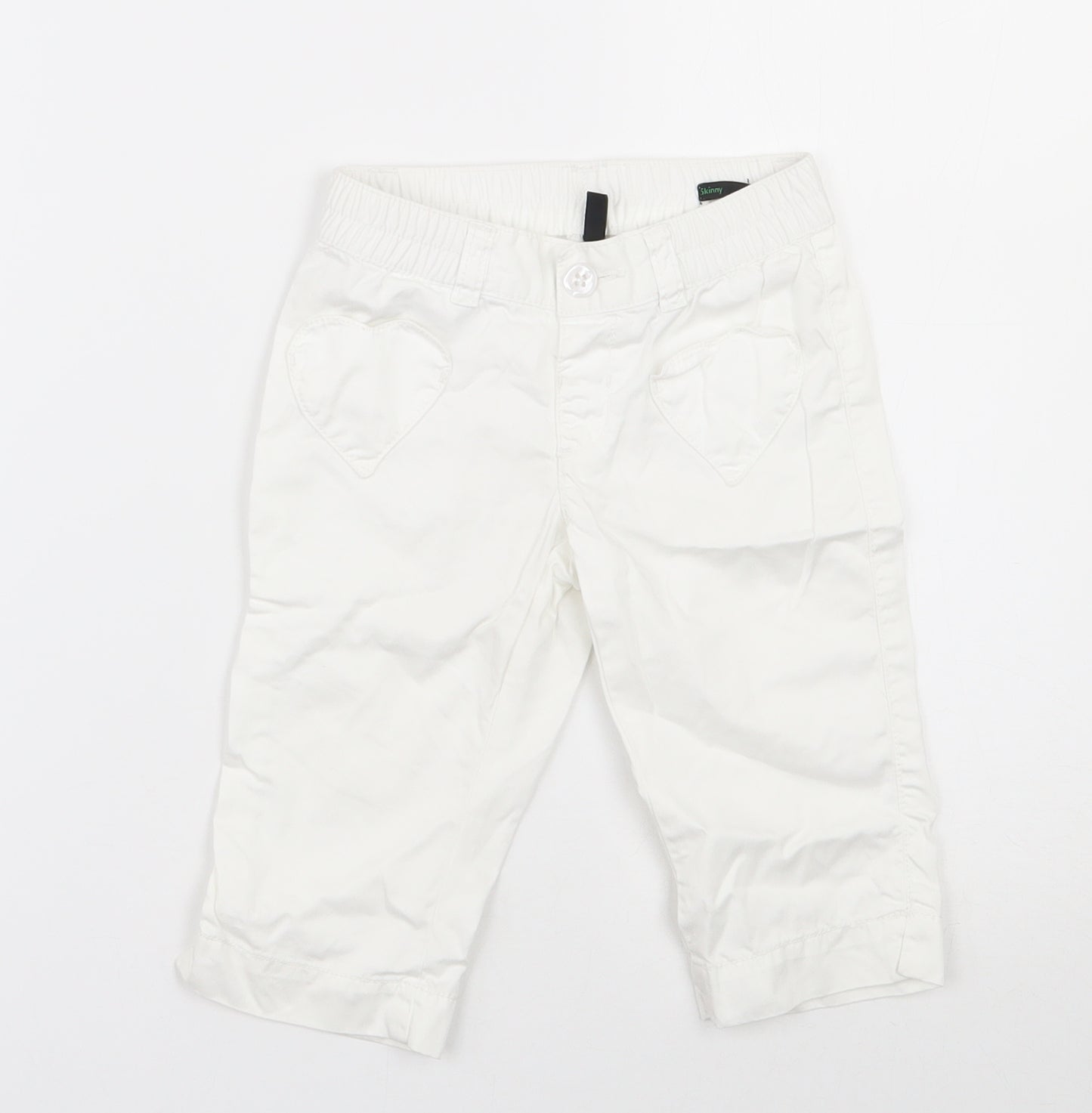 Benetton Class  Girls White  100% Cotton Chino Trousers Size 3-4 Years  Regular Button