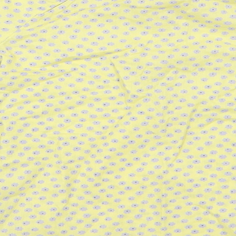 NEXT Girls Yellow Floral 100% Cotton Basic Blouse Size 3-4 Years Henley Button