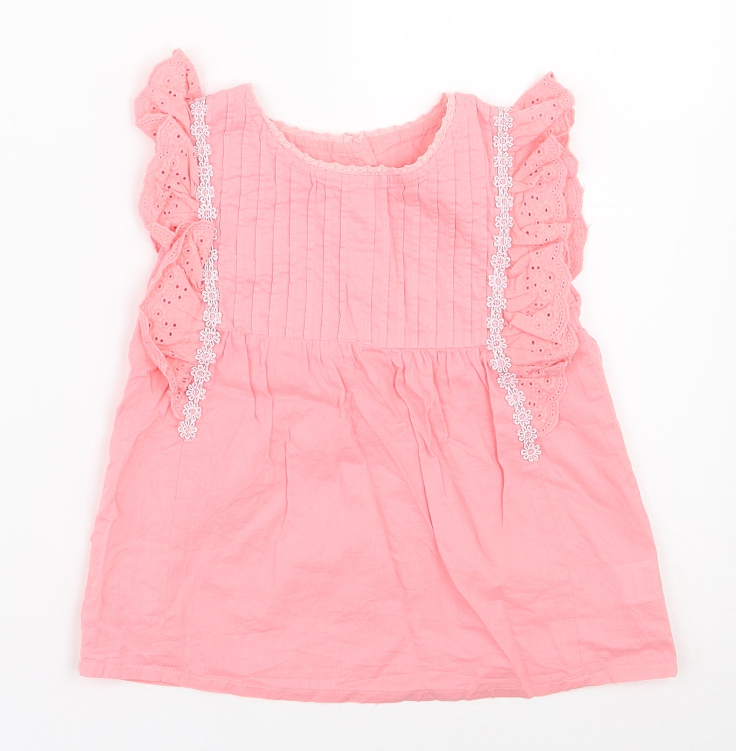 Matalan  Girls Pink  100% Cotton Basic Blouse Size 2-3 Years Round Neck Button