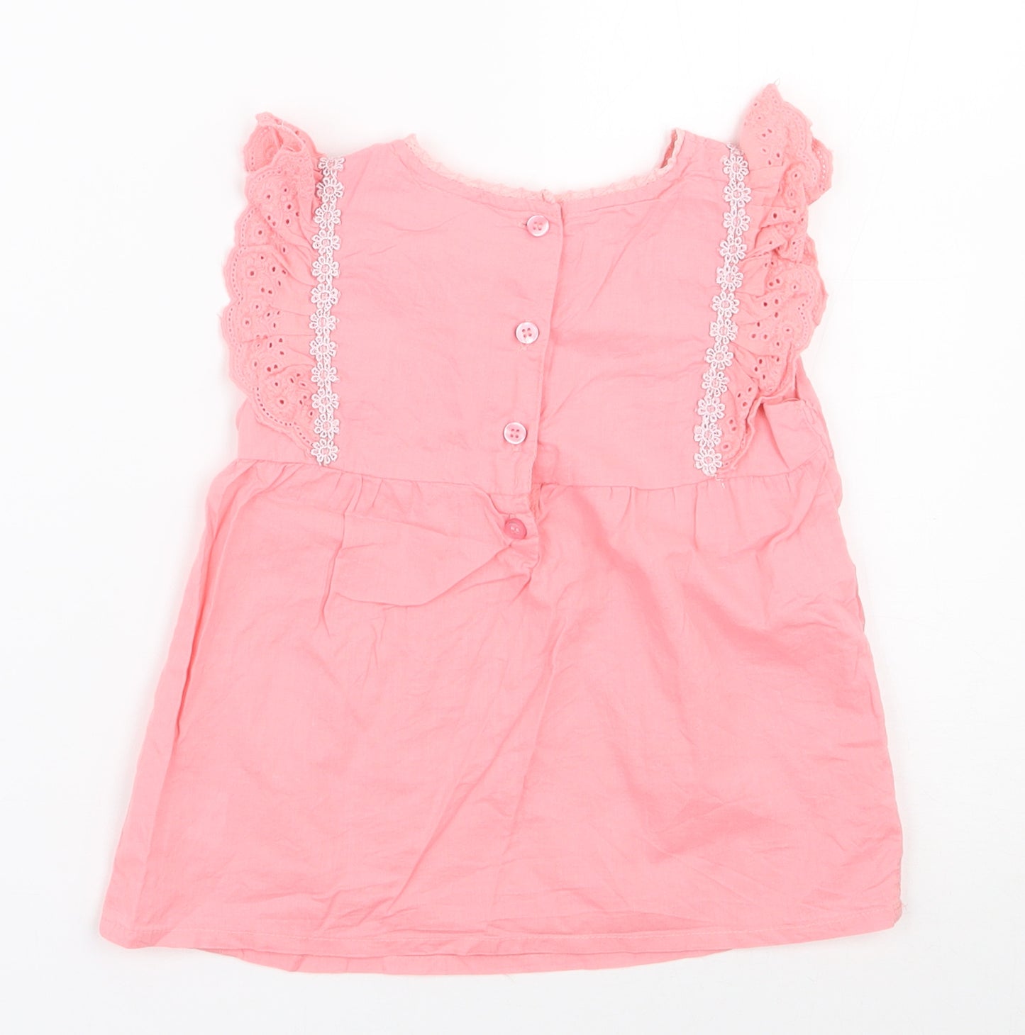 Matalan  Girls Pink  100% Cotton Basic Blouse Size 2-3 Years Round Neck Button