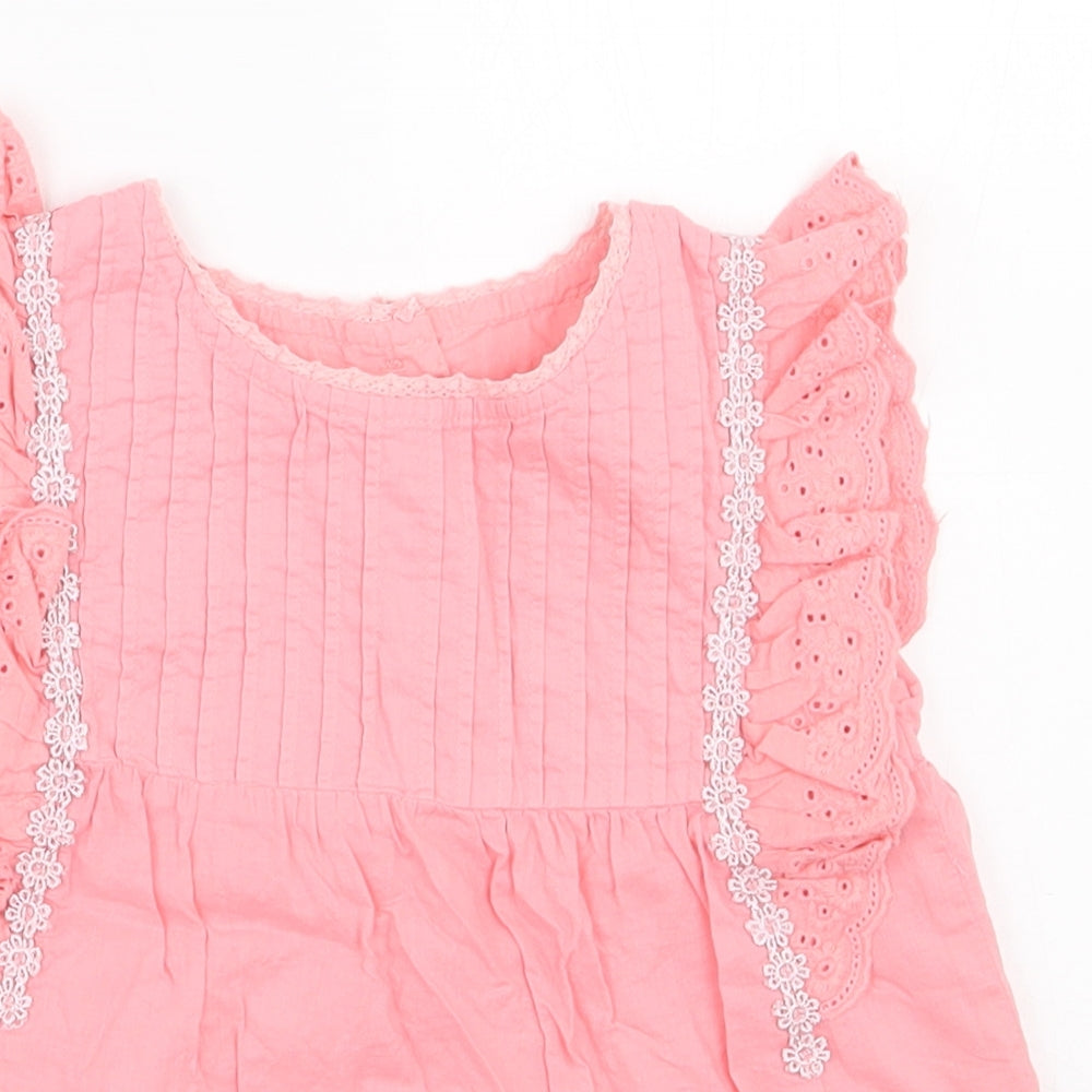 Matalan  Girls Pink  100% Cotton Basic Blouse Size 2-3 Years Round Neck Button