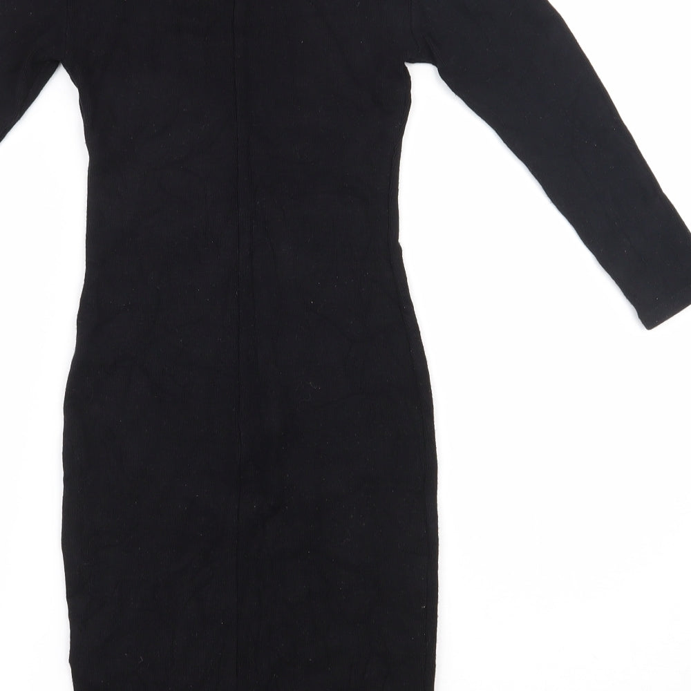 New Look Womens Black  Viscose Bodycon  Size 6  High Neck Pullover