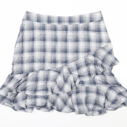 Oasis Womens Blue Geometric Viscose A-Line Skirt Size 10   Zip